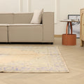 Vintage Manisa Turkish Area Rug 6x9 ft — Beige Floral (No. 57793)