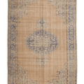 Vintage Manisa Turkish Area Rug 6x9 ft — Beige Floral (No. 57793)