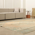 Vintage Manisa Turkish Area Rug 7x9 ft — Beige Floral