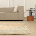 Vintage Manisa Turkish Area Rug 7x9 ft — Beige Floral