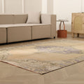 Vintage Manisa Turkish Area Rug 5x8 ft — Beige Floral (No. 57796)