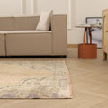 Vintage Manisa Turkish Area Rug 5x8 ft — Beige Floral (No. 57796)