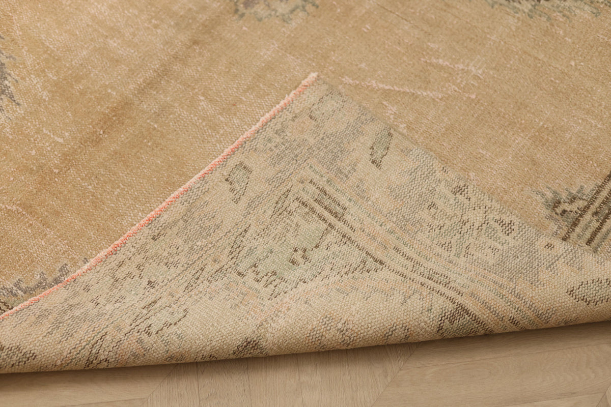 Vintage Manisa Turkish Area Rug 5x8 ft — Beige Floral (No. 57796)