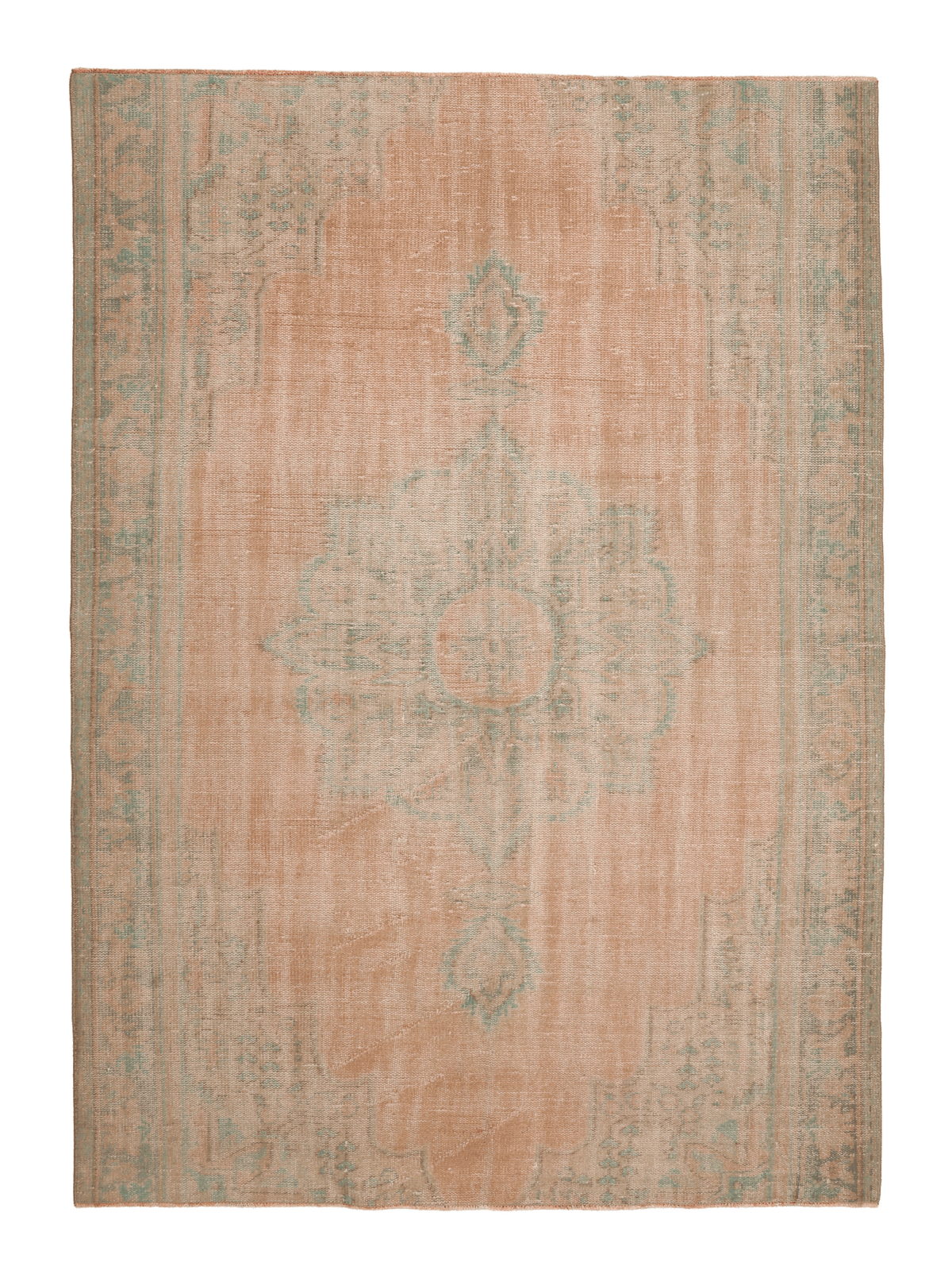 Vintage Manisa Turkish Area Rug 5x8 ft — Beige Floral (No. 57797)