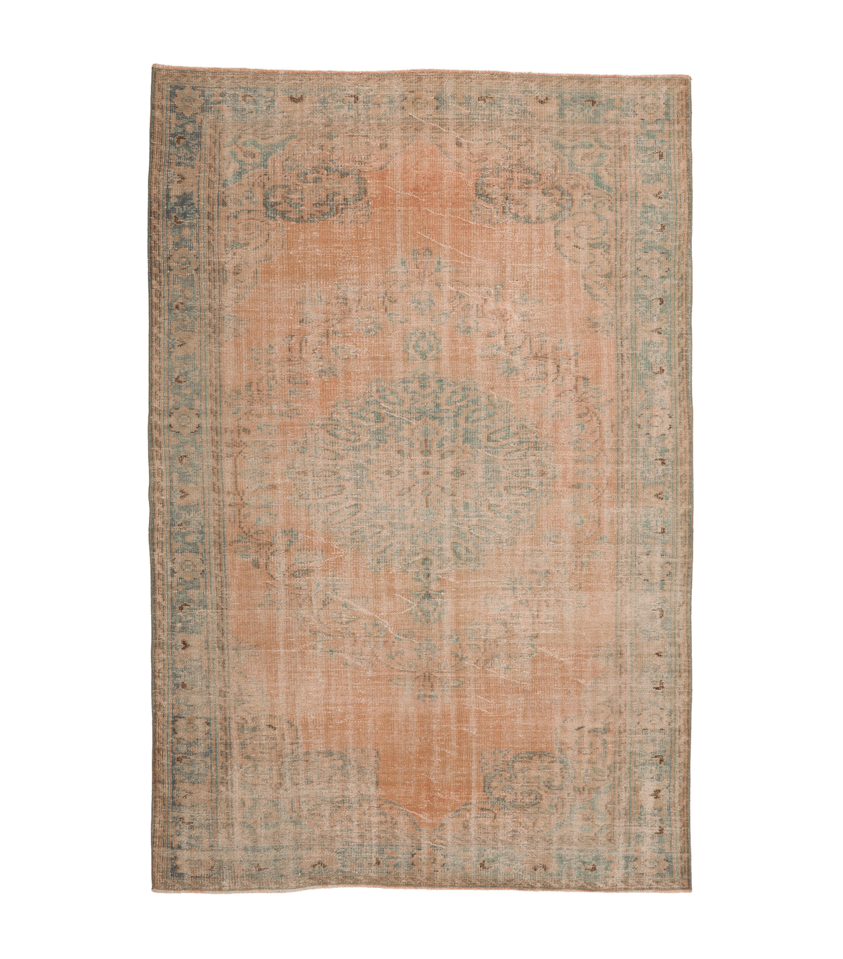 Vintage Manisa Turkish Area Rug 5x9 ft — Beige Floral (No. 57799)