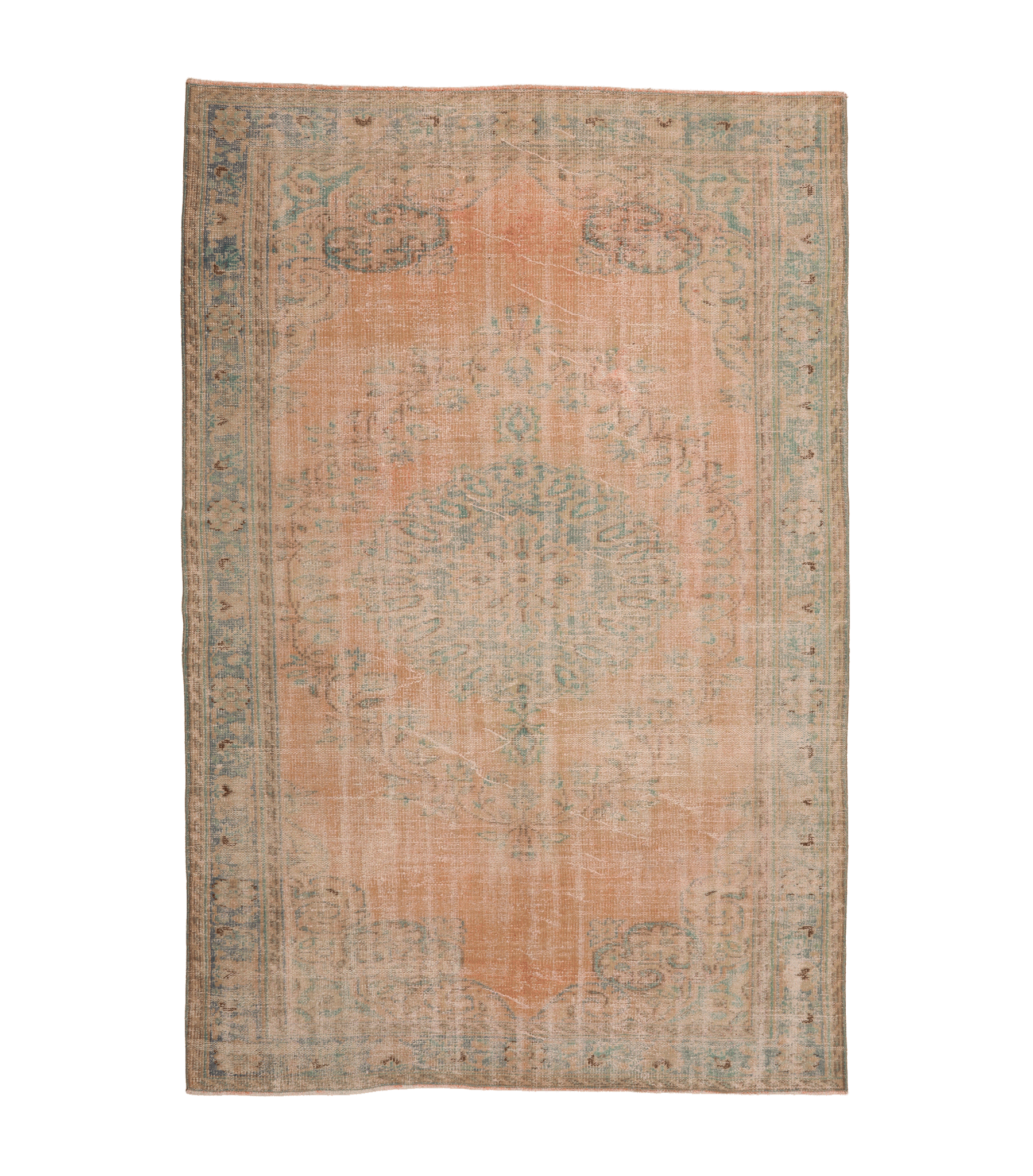 Vintage Manisa Turkish Area Rug 5x9 ft — Beige Floral (No. 57799)