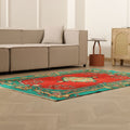 Vintage Manisa Turkish Area Rug 4x7 ft — Red & Blue Floral