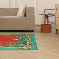Vintage Manisa Turkish Area Rug 4x7 ft — Red & Blue Floral
