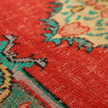 Vintage Manisa Turkish Area Rug 4x7 ft — Red & Blue Floral