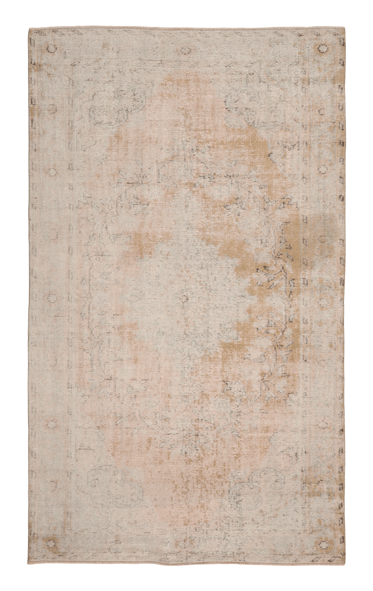 Vintage Manisa Turkish Area Rug 5x9 ft — Beige Distressed (No. 57802)