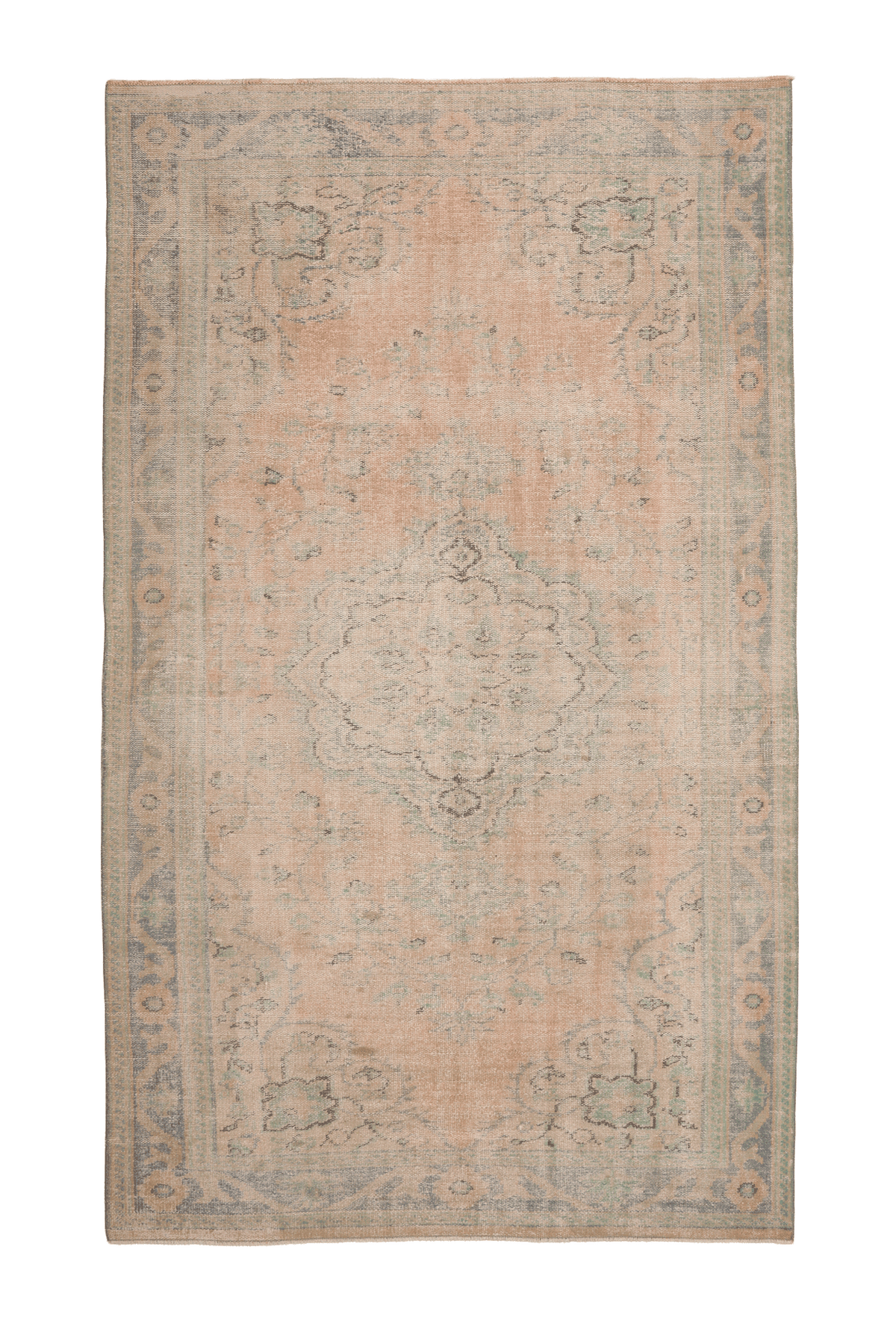 Vintage Manisa Turkish Area Rug 5x9 ft — Beige Distressed (No. 57803)