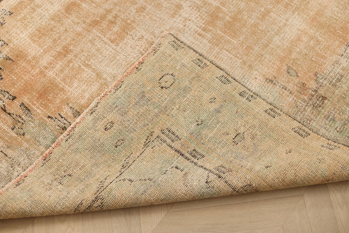 Vintage Manisa Turkish Area Rug 6x9 ft — Beige Distressed (No. 57804)