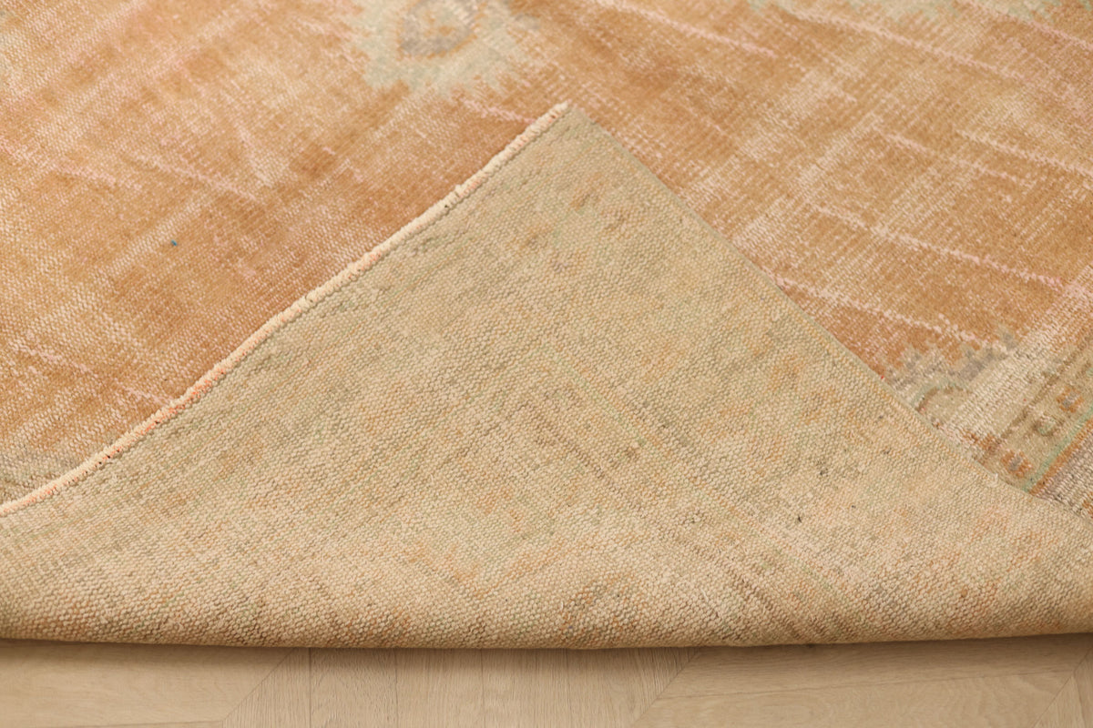 Vintage Manisa Turkish Area Rug 5x8 ft — Orange & Brown Floral