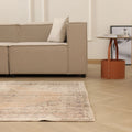 Vintage Manisa Turkish Area Rug 5x7 ft — Beige Distressed