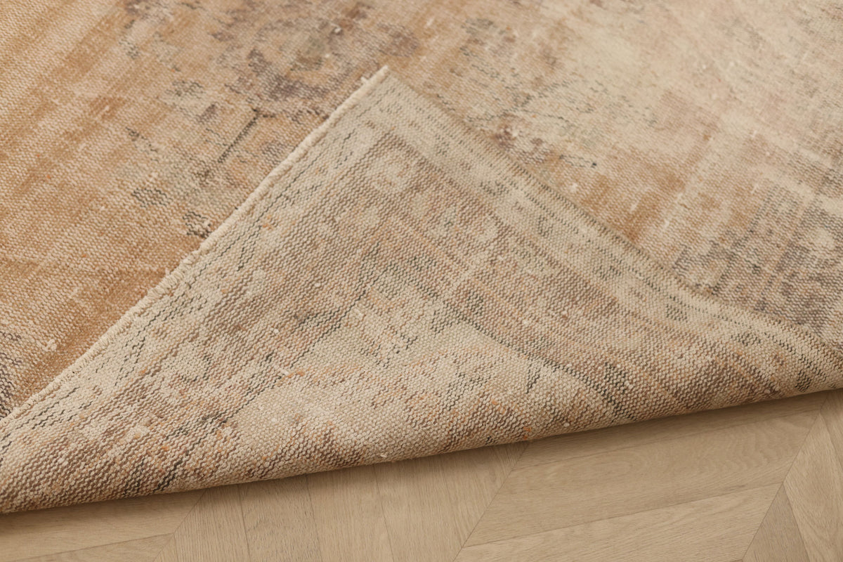 Vintage Manisa Turkish Area Rug 5x7 ft — Beige Distressed