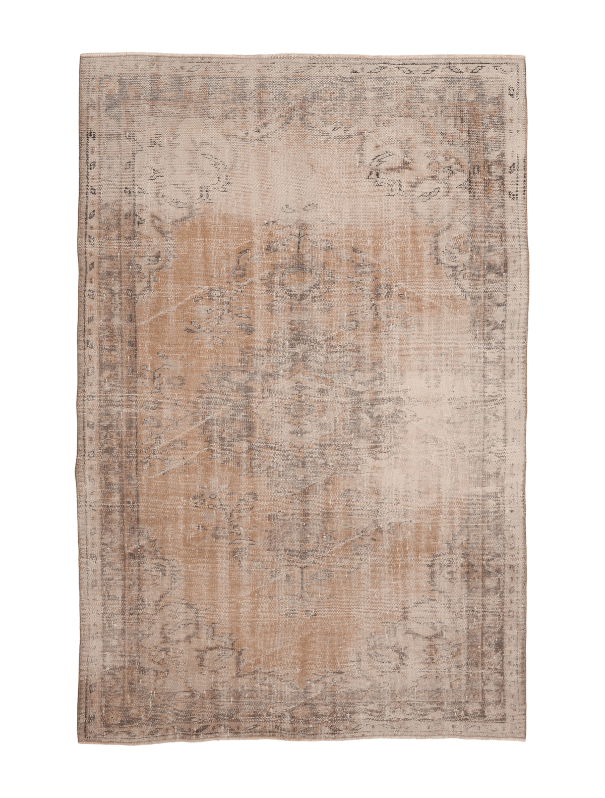 Vintage Manisa Turkish Area Rug 5x7 ft — Beige Distressed
