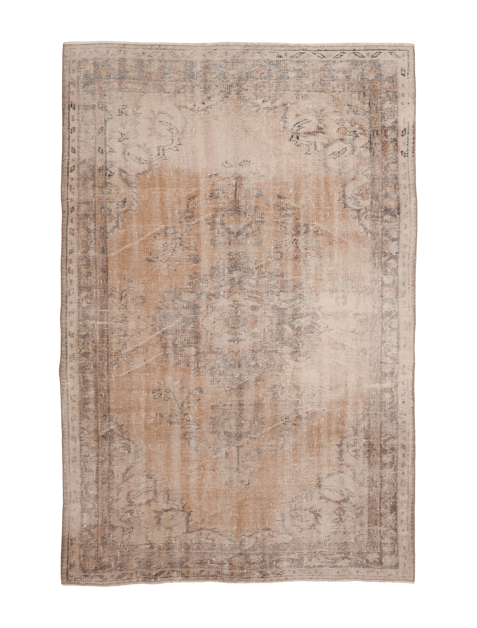 Vintage Manisa Turkish Area Rug 5x7 ft — Beige Distressed