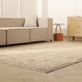 Vintage Manisa Turkish Area Rug 6x9 ft — Beige & Brown Distressed (No. 57810)