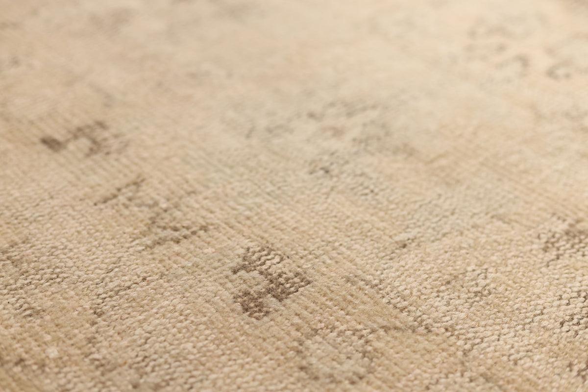 Vintage Manisa Turkish Area Rug 6x9 ft — Beige & Brown Distressed (No. 57810)