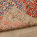 Vintage Manisa Turkish Area Rug 5x6 ft — Red & Blue Floral