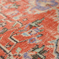 Vintage Manisa Turkish Area Rug 5x6 ft — Red & Blue Floral