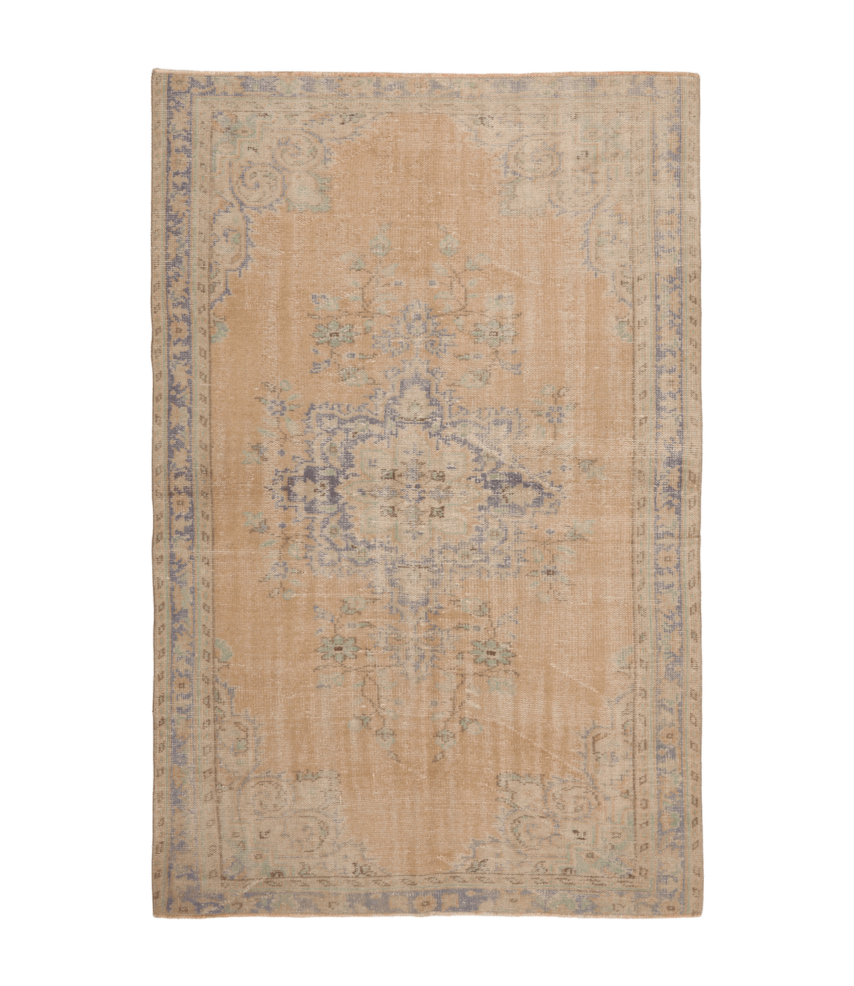 Vintage Manisa Turkish Area Rug 5x8 ft — Beige Distressed (No. 57815)