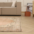 Vintage Manisa Turkish Area Rug 6x9 ft — Orange & Beige floral