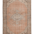 Vintage Manisa Turkish Area Rug 6x9 ft — Orange & Beige floral