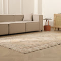 Vintage Manisa Turkish Area Rug 5x8 ft — Beige Distressed