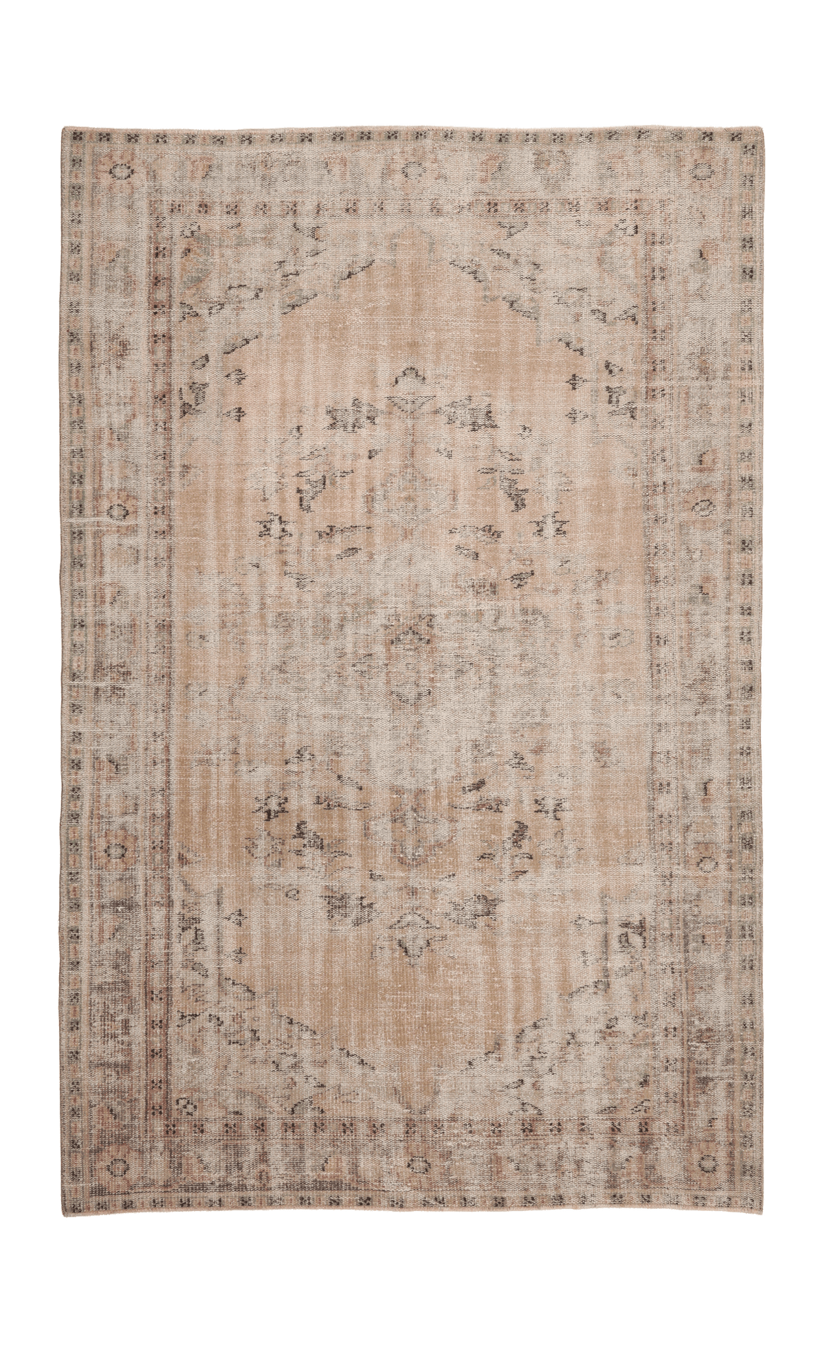 Vintage Manisa Turkish Area Rug 5x8 ft — Beige Distressed