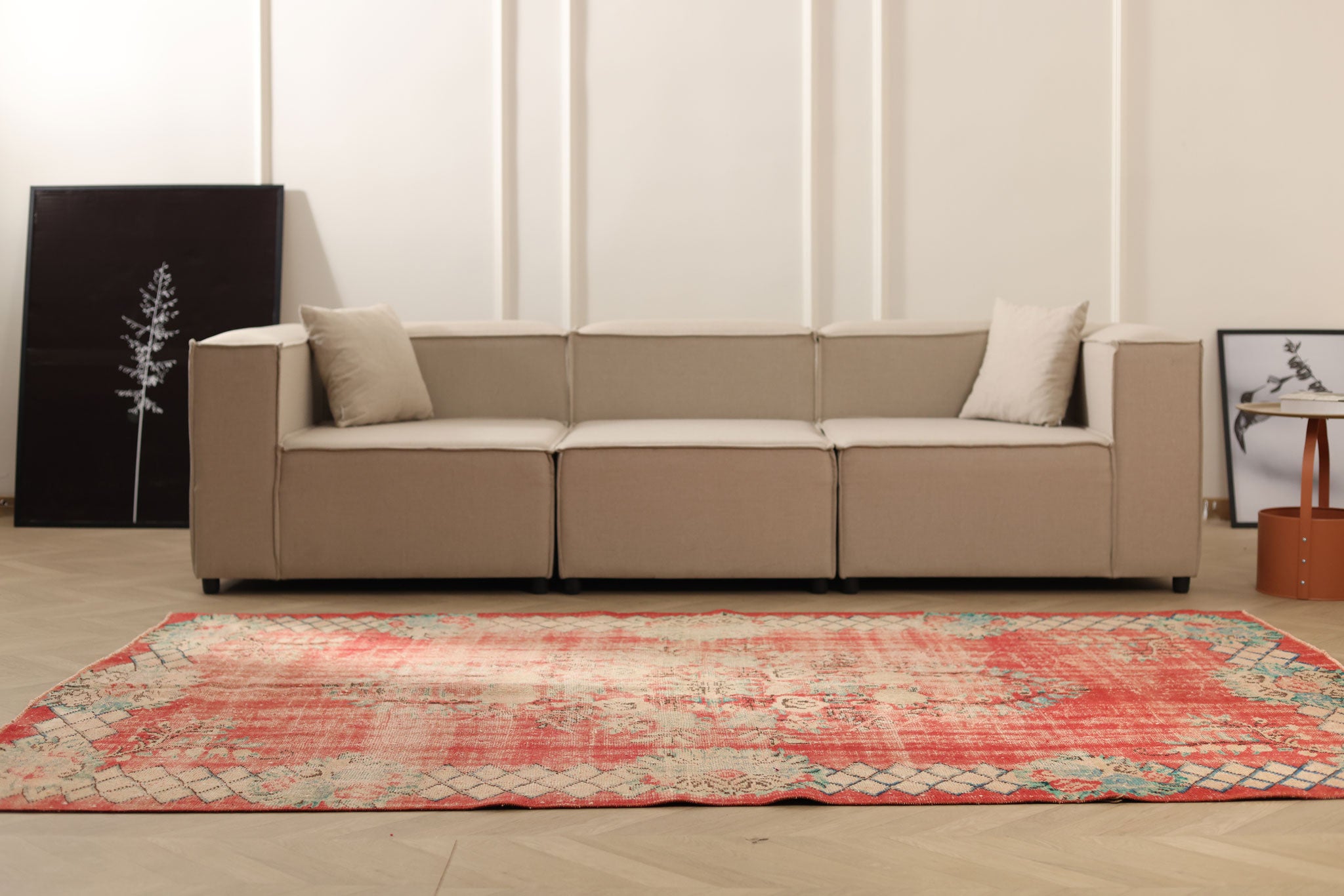 Vintage Manisa Turkish Area Rug 6x9 ft — Red Distressed (No. 57820)