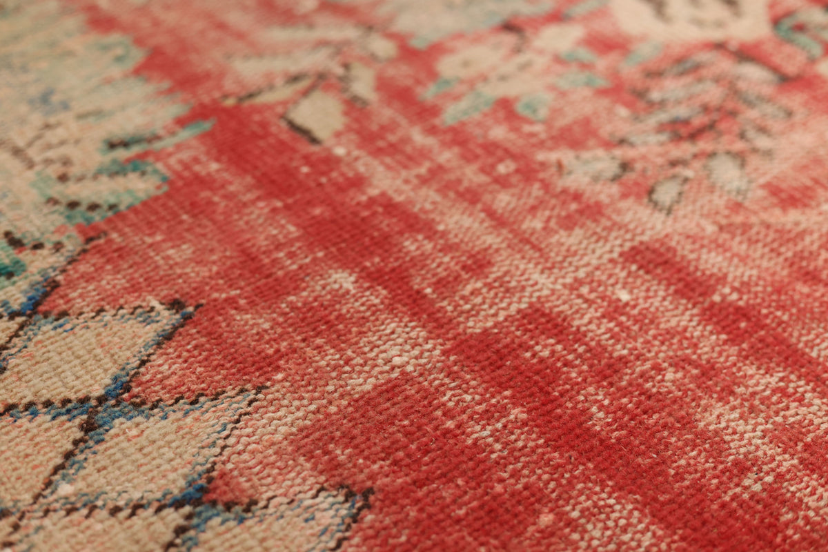 Vintage Manisa Turkish Area Rug 6x9 ft — Red Distressed (No. 57820)