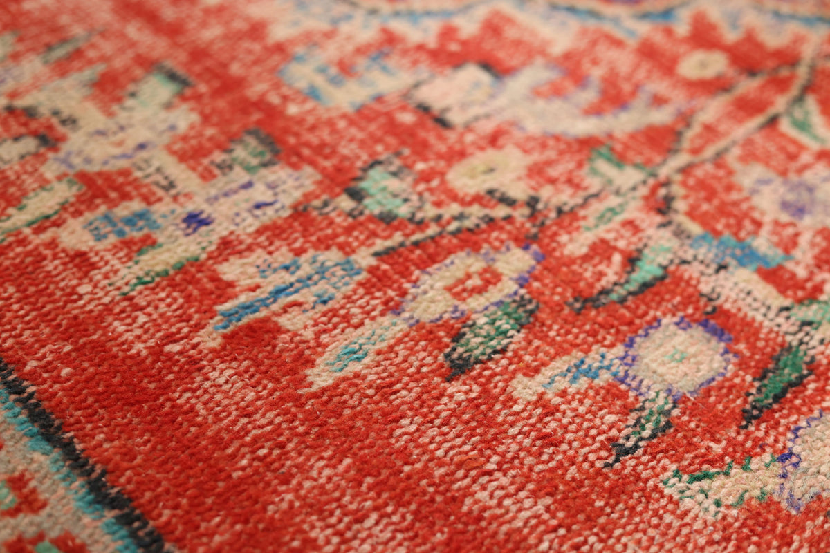 Vintage Manisa Turkish Area Rug 5x9 ft — Red Distressed