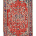 Vintage Manisa Turkish Area Rug 5x9 ft — Red Distressed