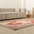 Vintage Manisa Turkish Area Rug 5x9 ft — Red & Beige Distressed