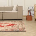 Vintage Manisa Turkish Area Rug 5x9 ft — Red & Beige Distressed