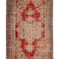 Vintage Manisa Turkish Area Rug 5x9 ft — Red & Beige Distressed