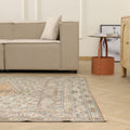 Vintage Denizli Turkish Area Rug 5x9 ft — Brown & Gray Floral
