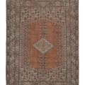 Vintage Denizli Turkish Area Rug 5x9 ft — Brown & Gray Floral
