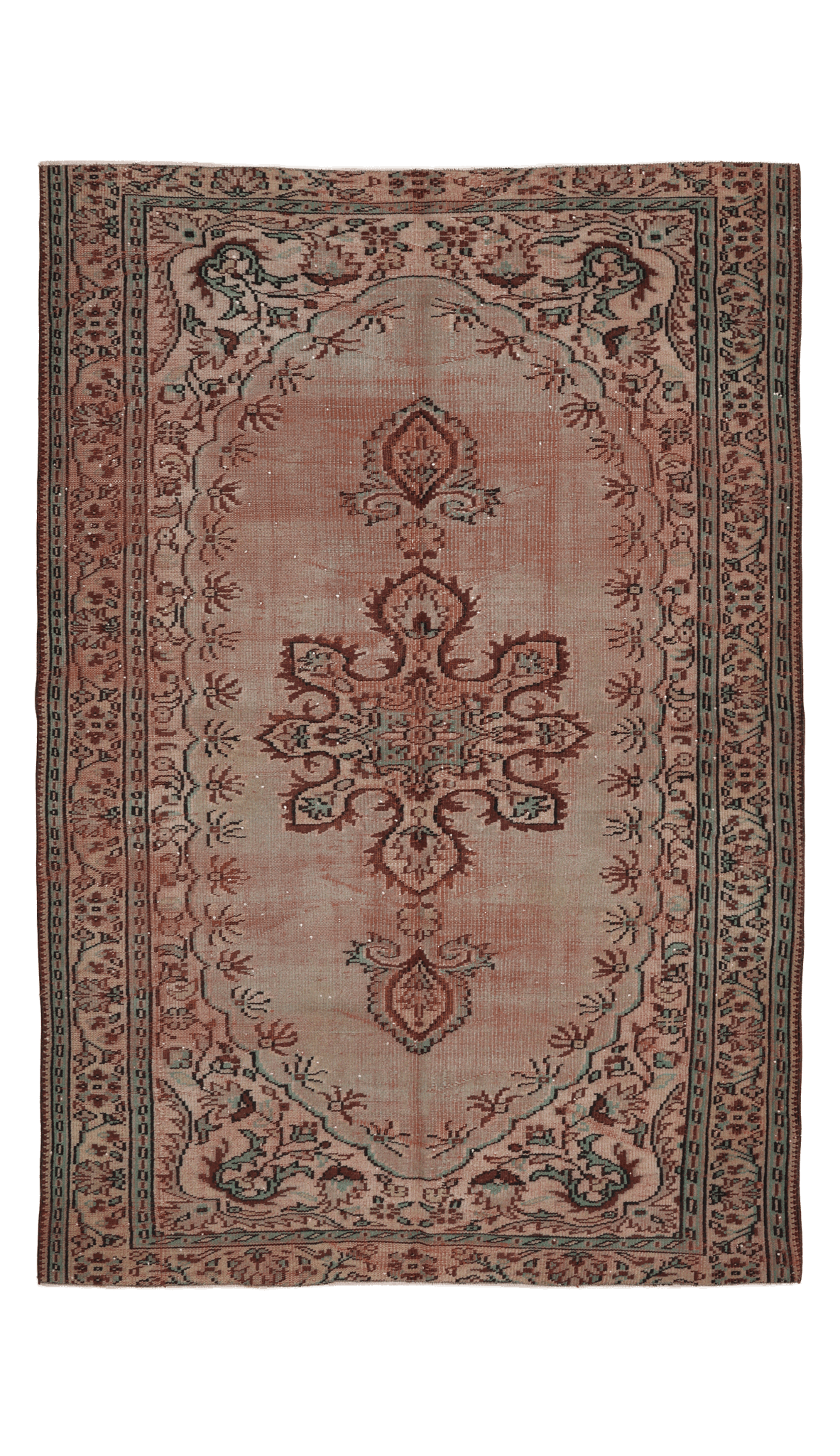 Vintage Manisa Turkish Area Rug 5x8 ft — Gray & Brown Distressed (No. 58091)