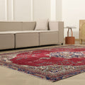 Vintage Isparta Turkish Area Rug 6x9 ft — Red floral