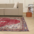 Vintage Isparta Turkish Area Rug 6x9 ft — Red floral