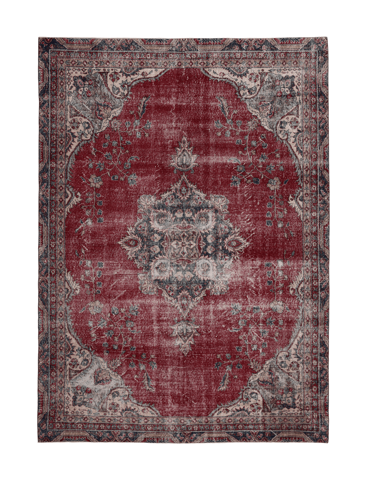 Vintage Isparta Turkish Area Rug 6x9 ft — Red floral