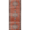 Vintage Isparta Turkish Runner Rug 3x11 ft — Red & Blue Distressed