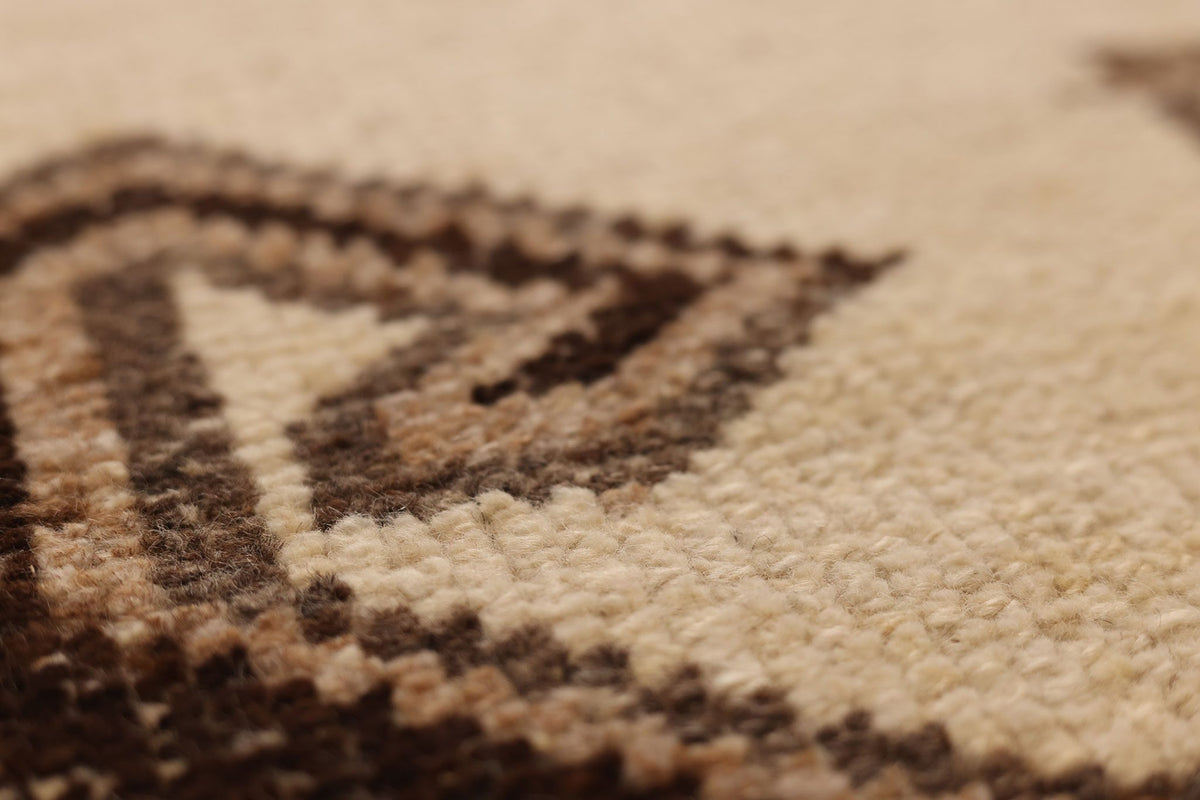 Vintage Southeastern Persian Style Runner Rug 3x11 ft — Beige & Brown Geometric