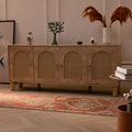 Pink and brown Persian-style wool and cotton runner rug with geometric patterns in a bohemian living room.