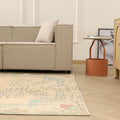 Vintage Manisa Turkish Area Rug 6x9 ft — Beige Floral (No. 58745)