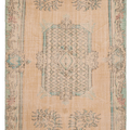 Vintage Manisa Turkish Area Rug 6x9 ft — Beige Floral (No. 58745)
