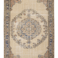 Vintage Manisa Turkish Area Rug 6x10 ft — Beige & Blue Floral (No. 58751)