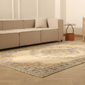 Vintage Manisa Turkish Area Rug 6x10 ft — Beige & Blue Floral (No. 58751)